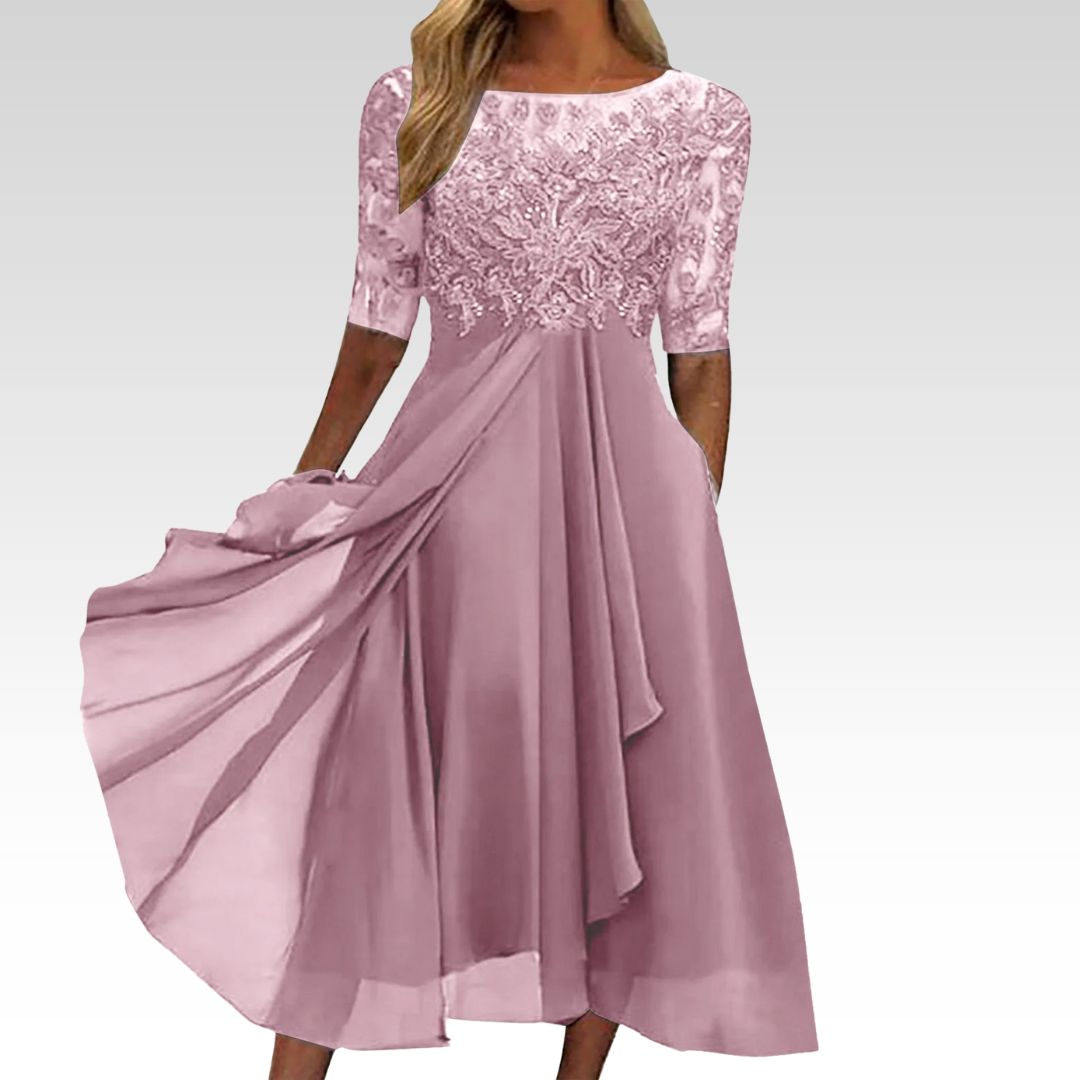 Stunning blue women's maxi evening dress, an elegant long formal gown ideal for parties or as a wedding guest.