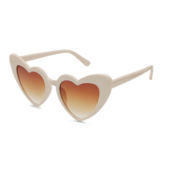 Modern women's heart sunglasses, red frames, a cute fashion accessory with vital UV protection benefits.
