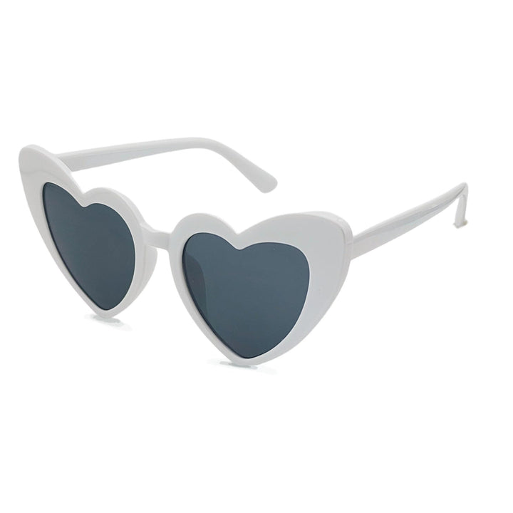 Stylish women's heart-shaped sunglasses, clear frame, provides excellent UV protection for outdoor activities.