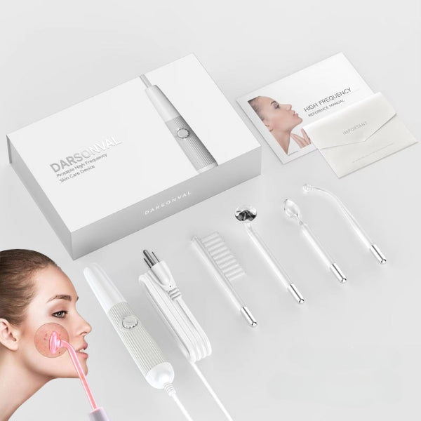 Women's high-frequency facial & hair therapy device for anti-aging skincare and hair growth.