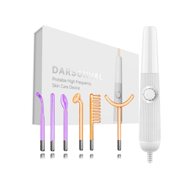 Women's high-frequency hair therapy device stimulating hair growth and improving scalp health at home.