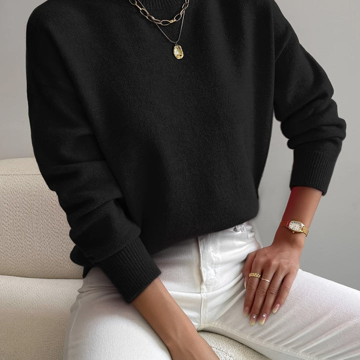 Marled grey casual jumper with a sophisticated high neck design