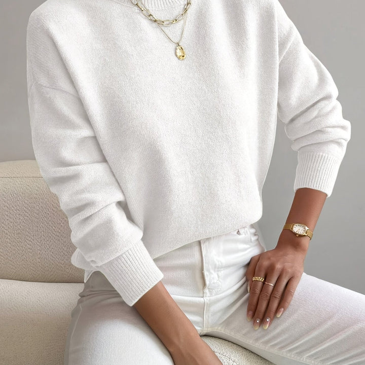 Relaxed fit knitted sweater for women, offering effortless style