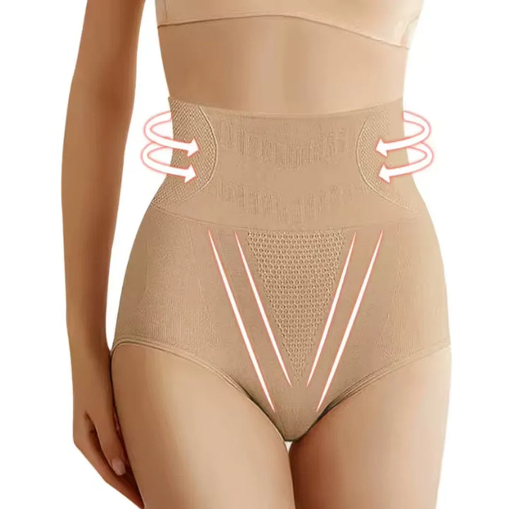 Comfortable women's high-waist firm tummy control body shaper, ideal for daily wear under any outfit.