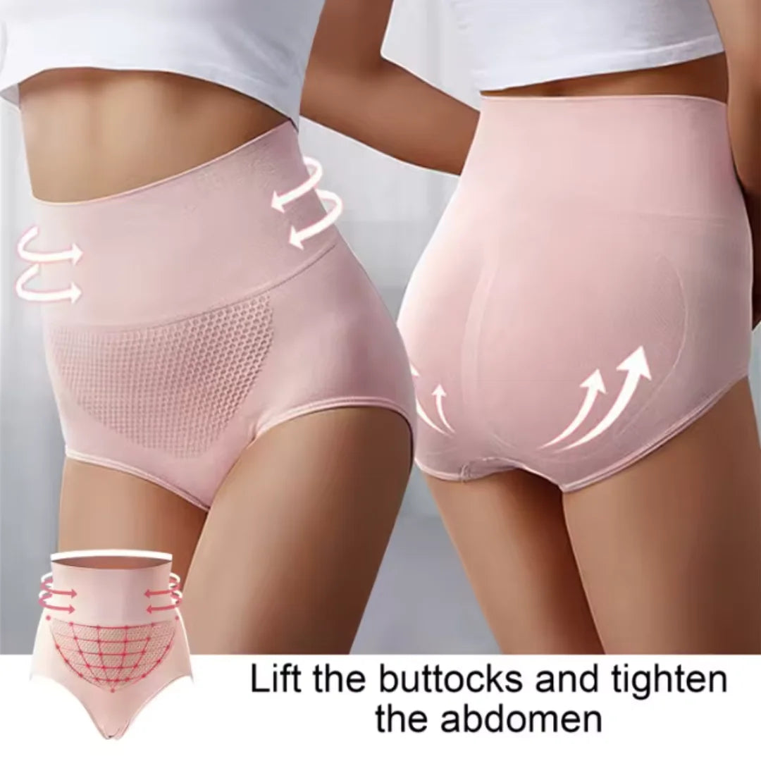 Elegant women's high-waist firm tummy control briefs, seamless and comfortable for everyday shaping.