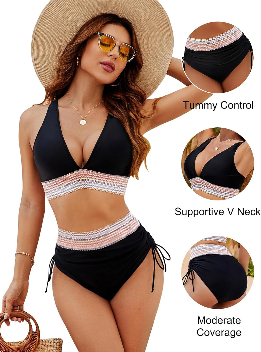 Summer-ready women's crochet bikini set, high-waist and halterneck.