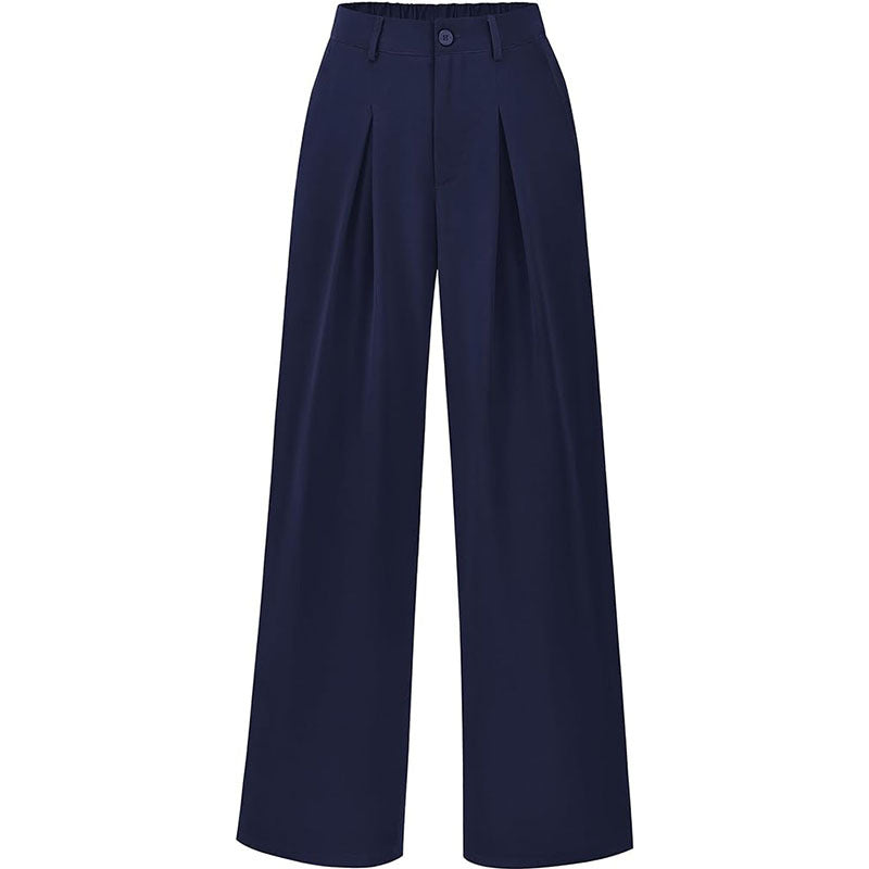 Casual chic women's high waist trousers, featuring elegant pleats and a comfortable wide leg.