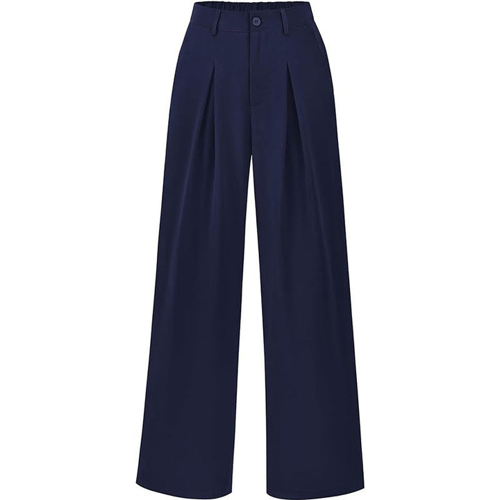 Casual chic women's high waist trousers, featuring elegant pleats and a comfortable wide leg.