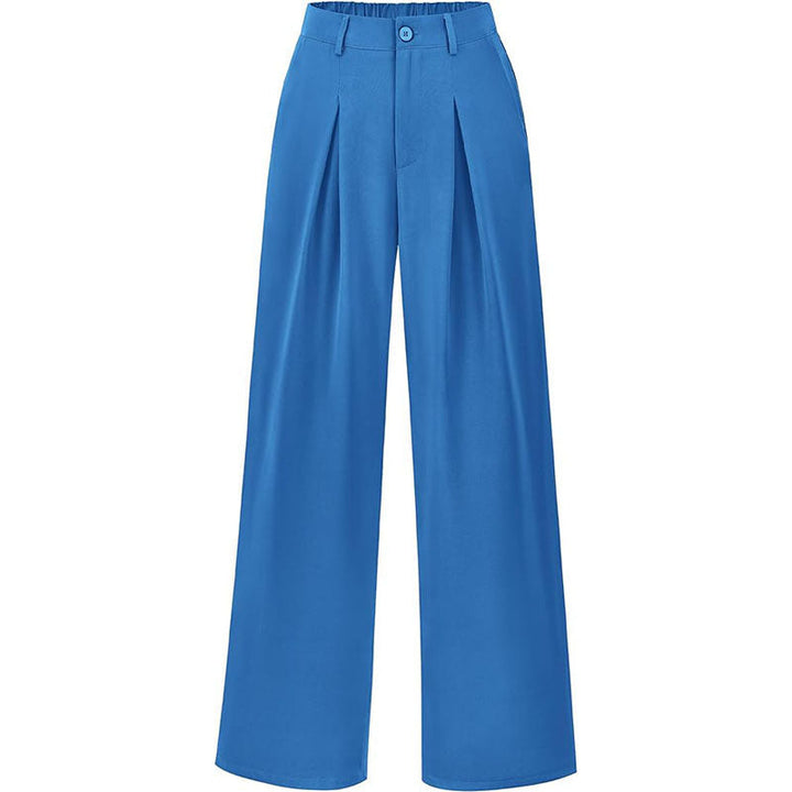 Black high waist pleated wide leg trousers for women. Elegant fashion bottoms with a flattering fit.
