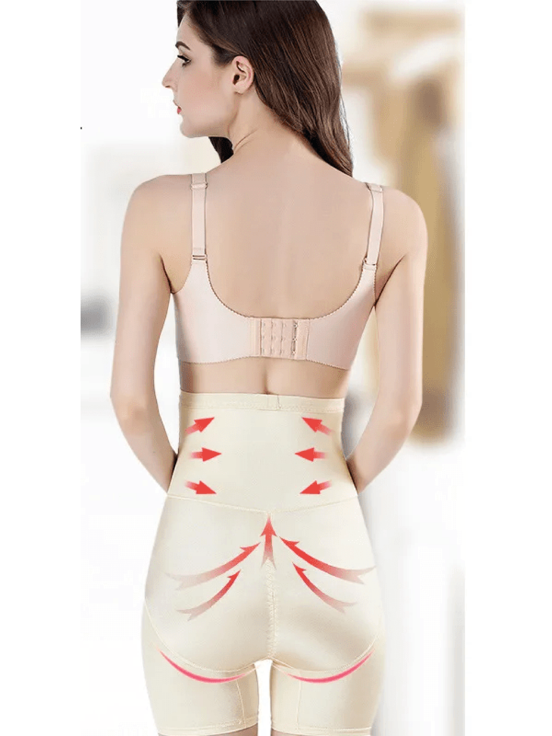 Undergarment: Women's extended leg high waist shapewear shorts for seamless tummy & thigh slimming.