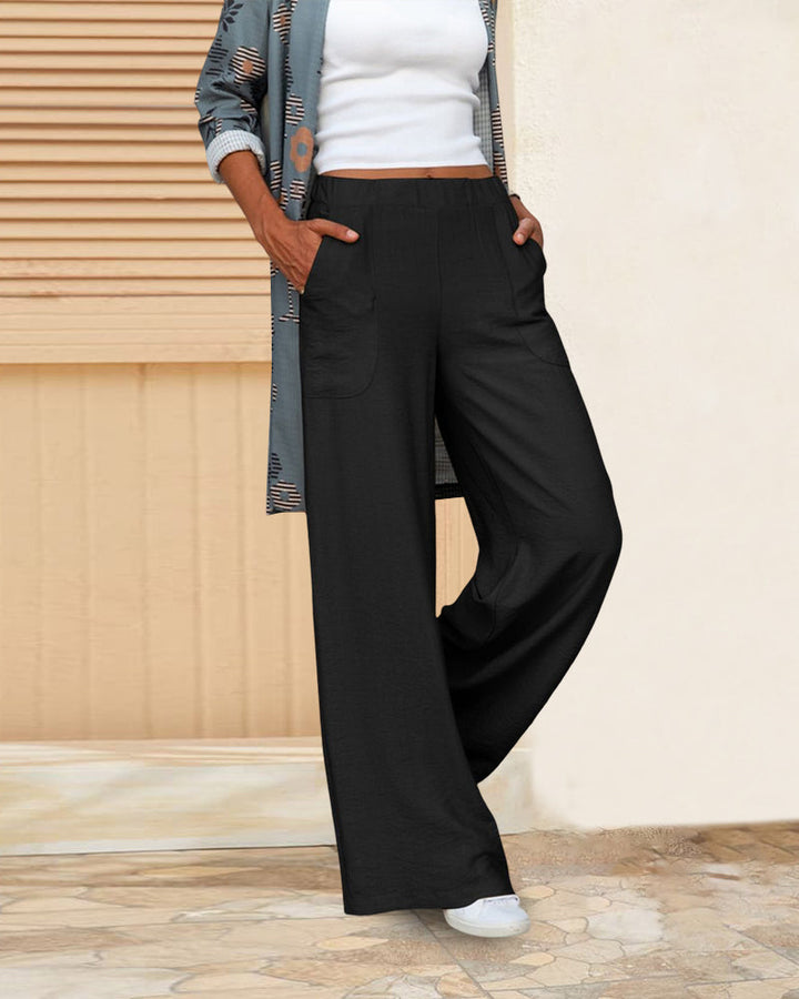 Everyday essential: comfortable high waist straight leg pants for women.