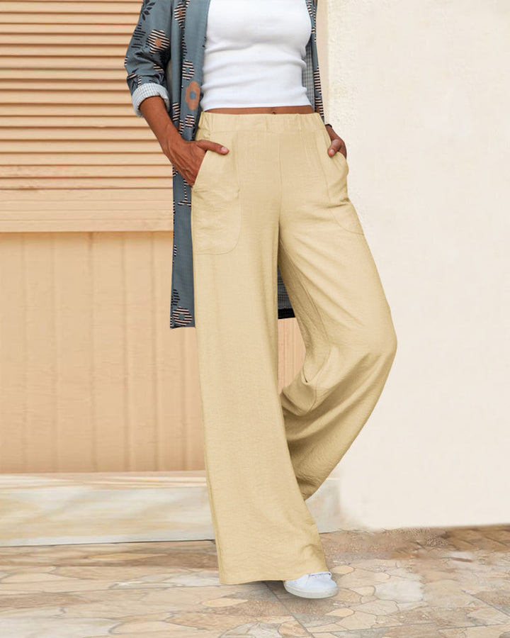 Discover comfort and style with these women's high waist straight leg everyday pants.