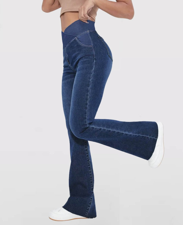 Stylish black high-waist stretch pants for women, perfect for daily wear comfort.