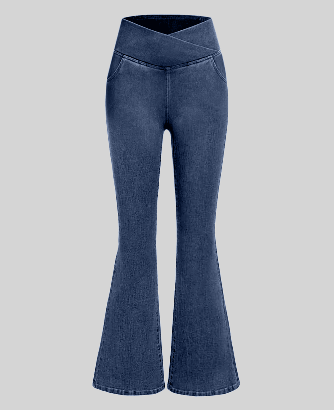Dark blue women's high-waist stretch jeans, slim fit with supreme comfort.