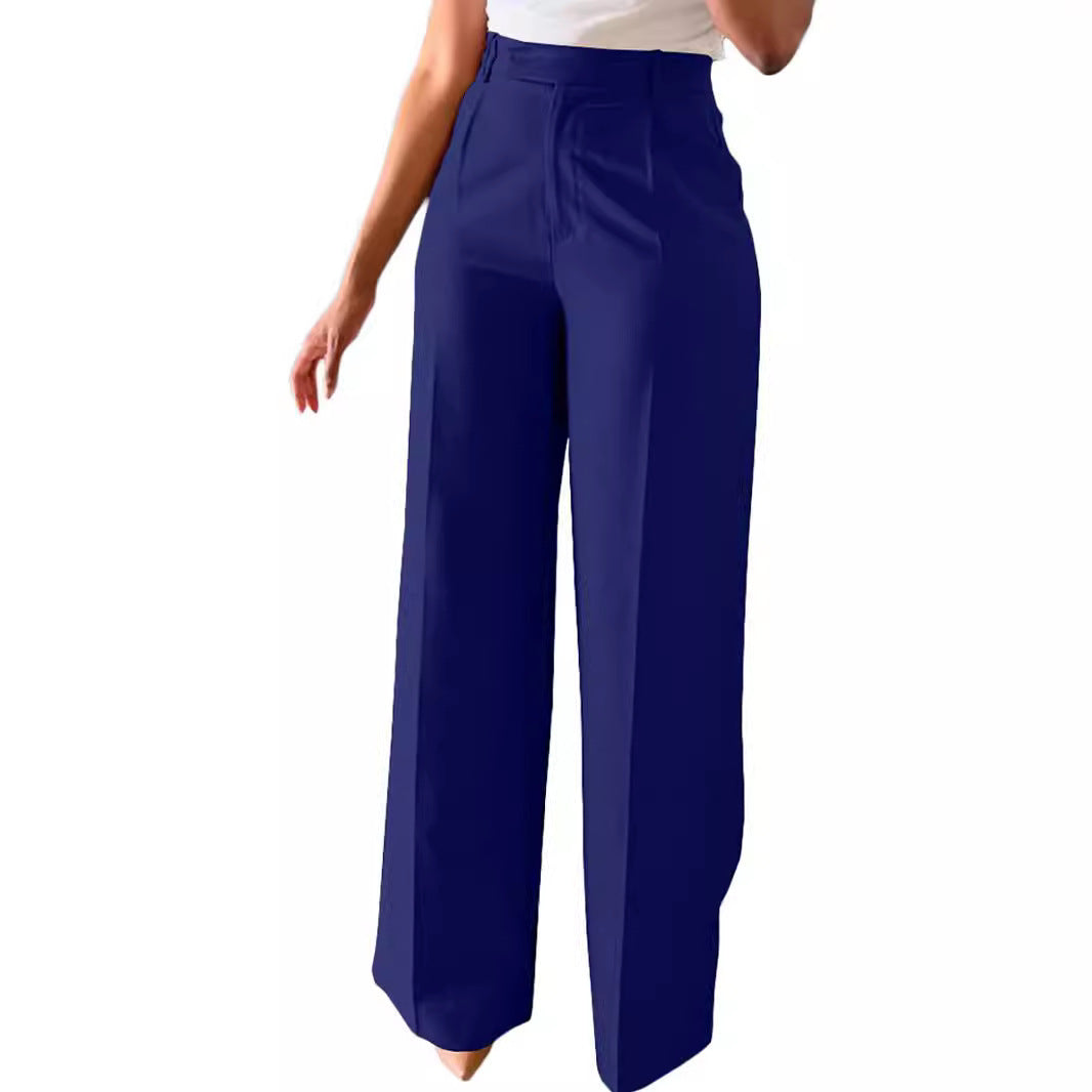 Fashionable women's bottoms: high waist, tailored wide leg pants, perfect for a sophisticated look.