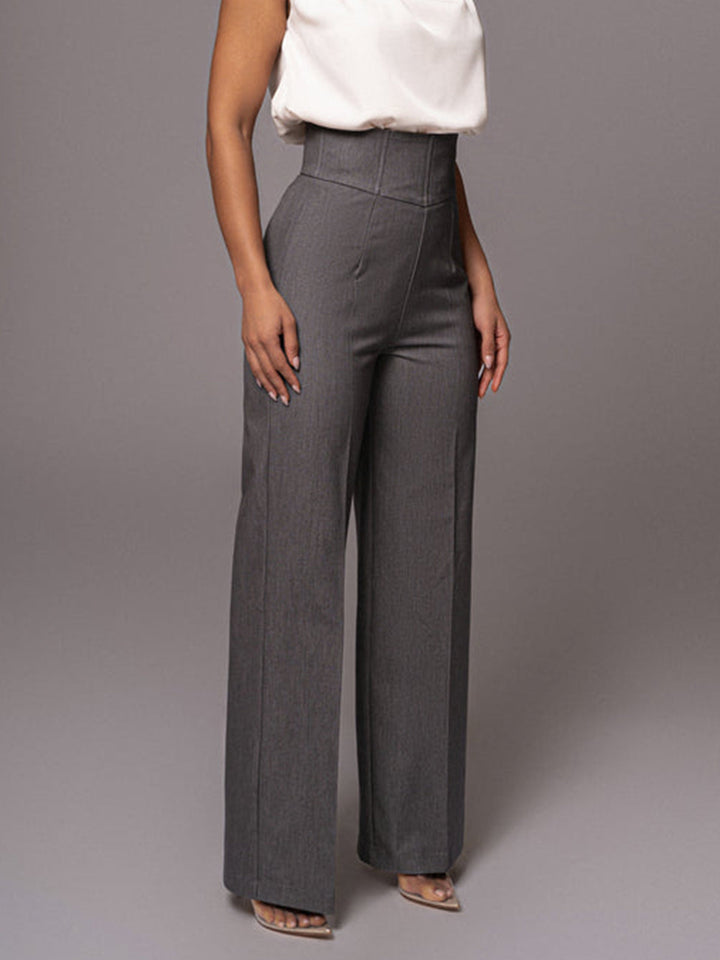 Stylish women's wide leg pants with a high waist and tailored finish for smart casual fashion.