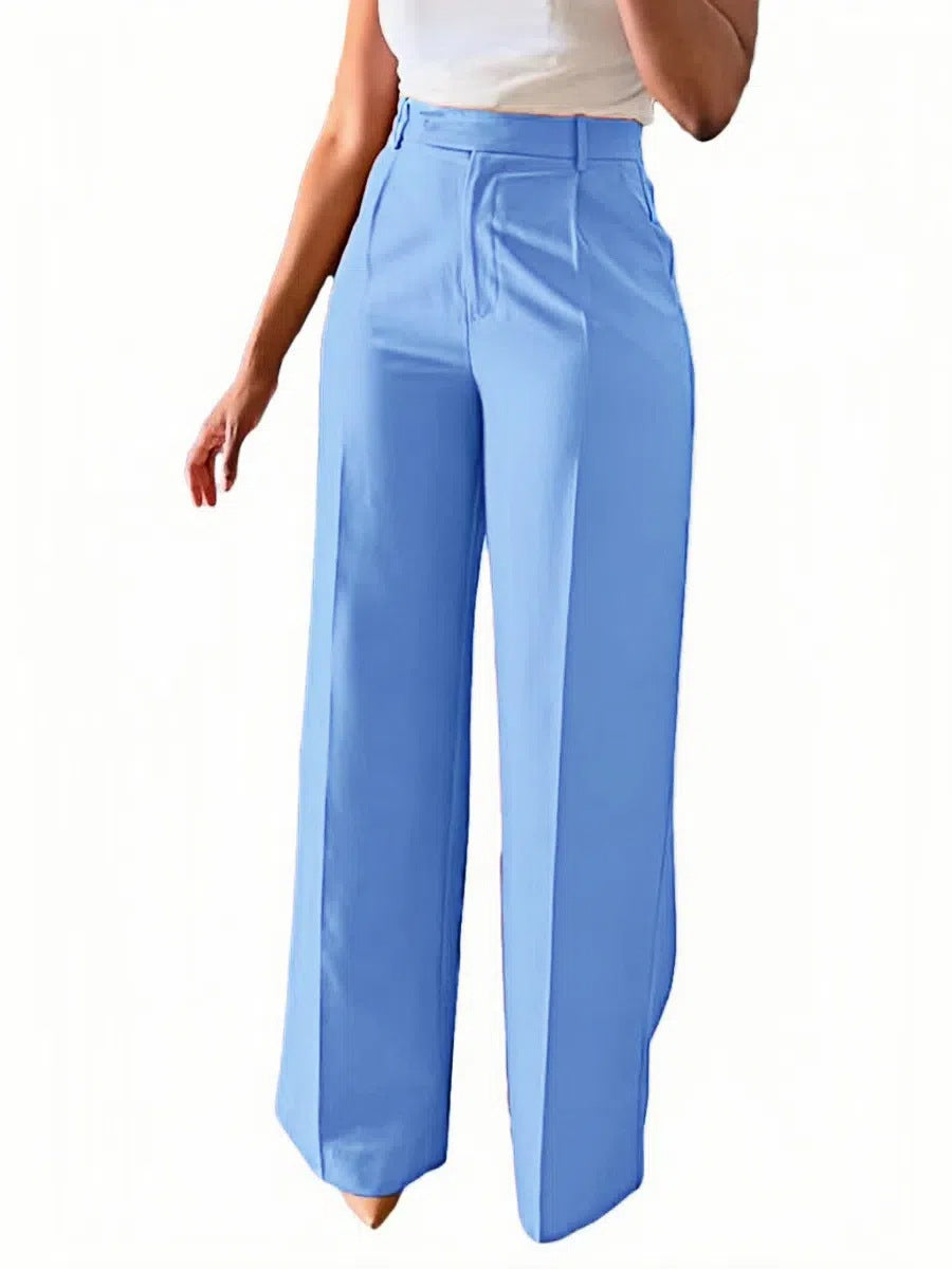 Versatile women's wide leg trousers; high waist design, perfect for work or elegant casual outfits.