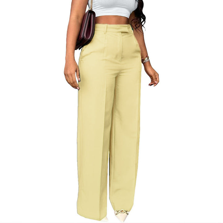 Comfortable women's high waist wide leg trousers, ideal for fashion-forward workwear and beyond.