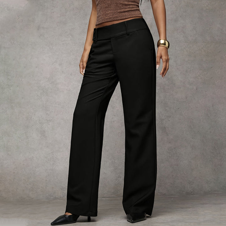 Flattering high waist tailored wide leg trousers for women. Essential smart casual pants for any wardrobe.