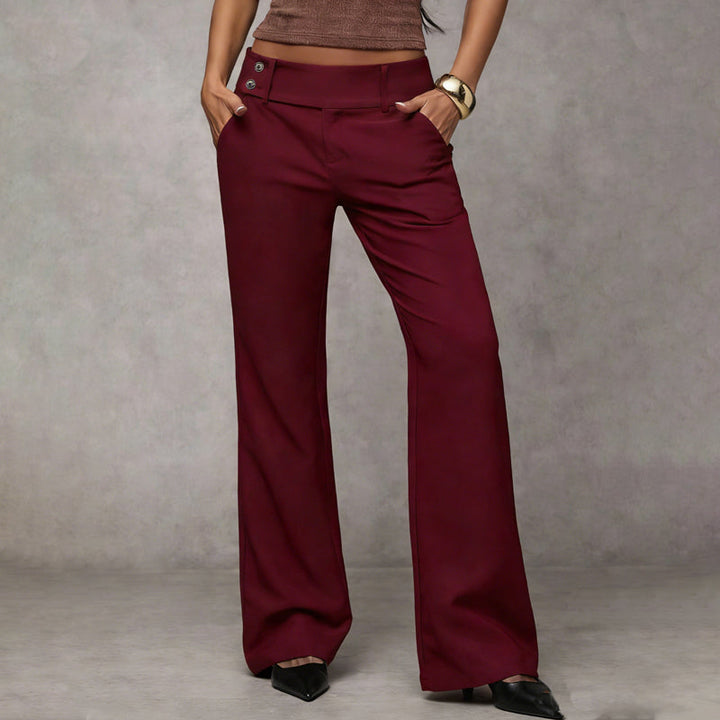 Professional women's high waist trousers with a tailored wide leg cut. Perfect workwear, elegant and comfortable.