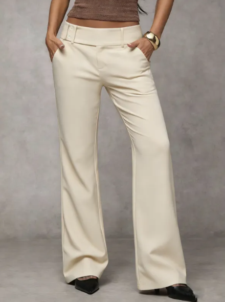 Sophisticated high waist wide leg trousers for women. Tailored design, ideal for a polished smart casual or work look.