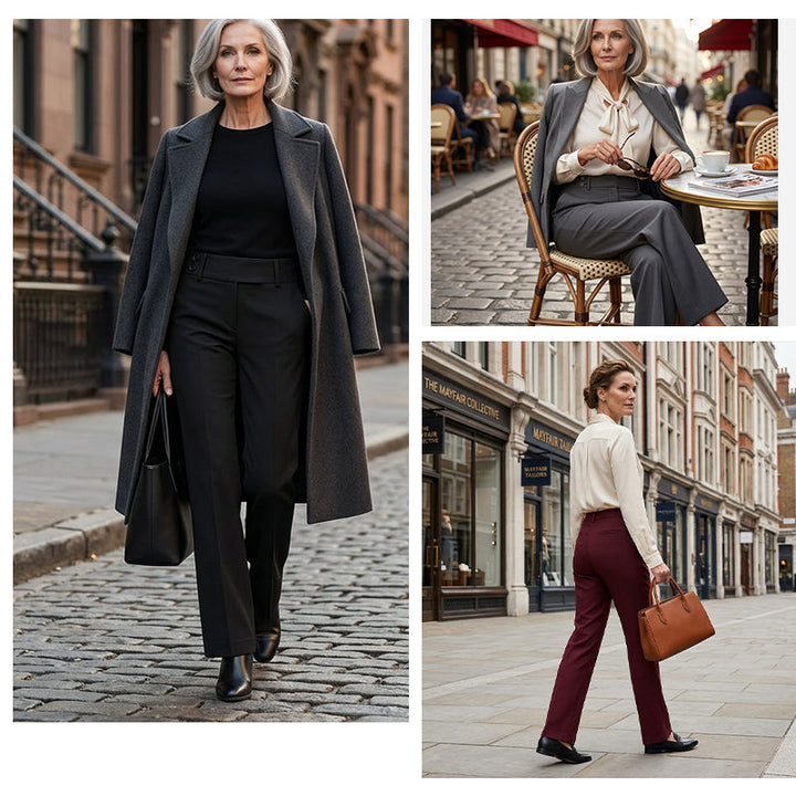 Fluid wide leg women's trousers with a chic high waist. Perfect tailored pants for a smart, modern outfit.