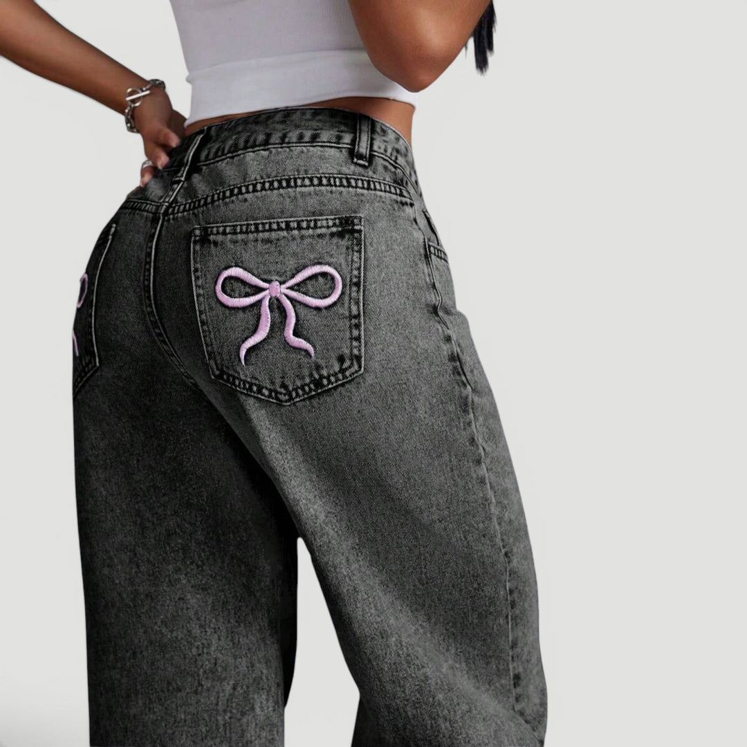 Women's high waist wide leg denim trousers, perfect for a chic casual look.