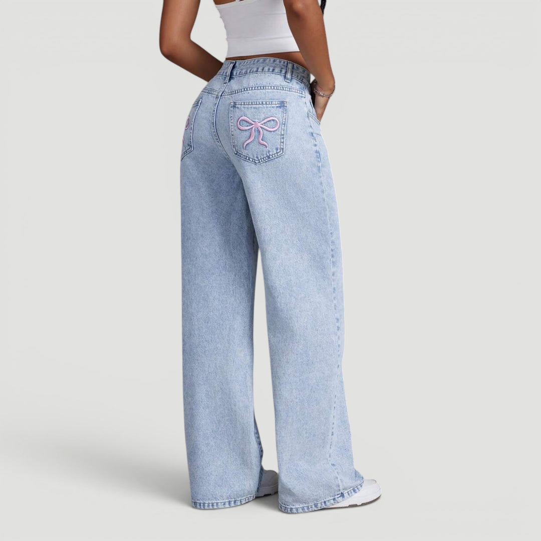 Fashionable women's high waist wide leg jeans, perfect for comfort.