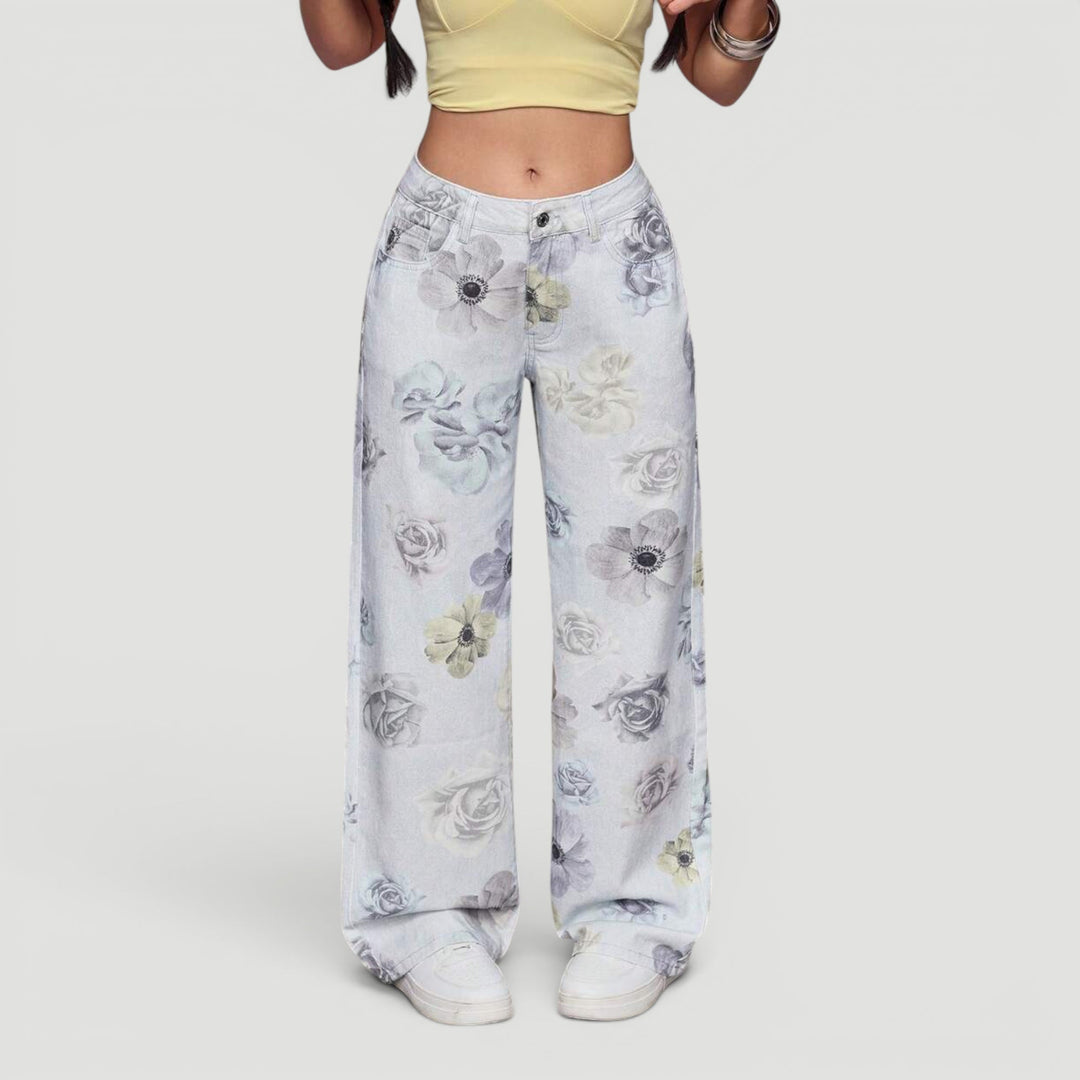 Fashionable women's high waist wide leg jeans, a versatile casual staple.