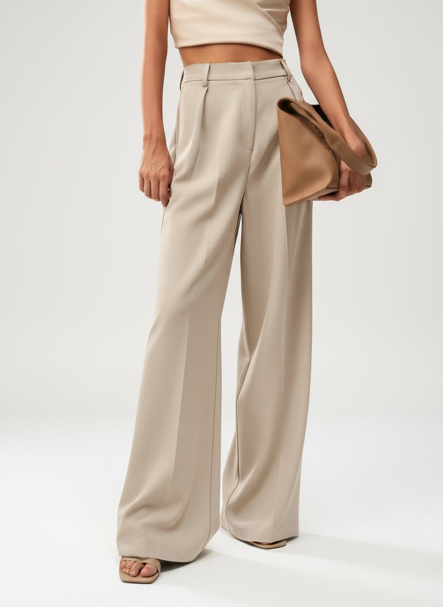 Business attire high-waist wide-leg pants for women, tailored for elegance.
