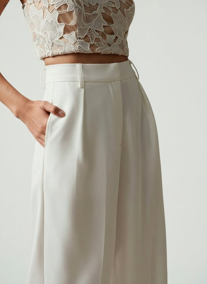 Chic tailored wide-leg pants for women, high-waisted for a flattering silhouette.