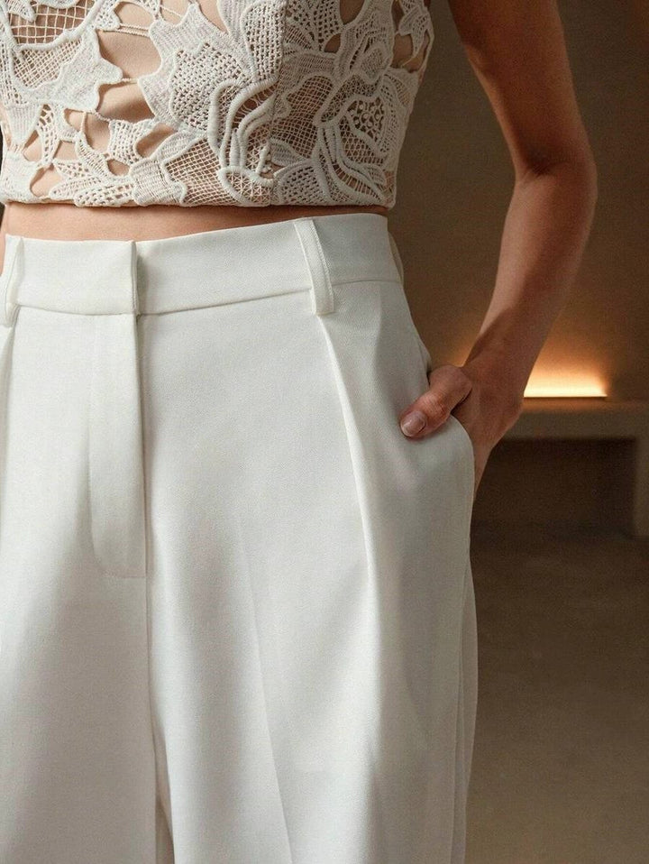 Office wear women's high-waist wide-leg trousers, perfect for a polished look.