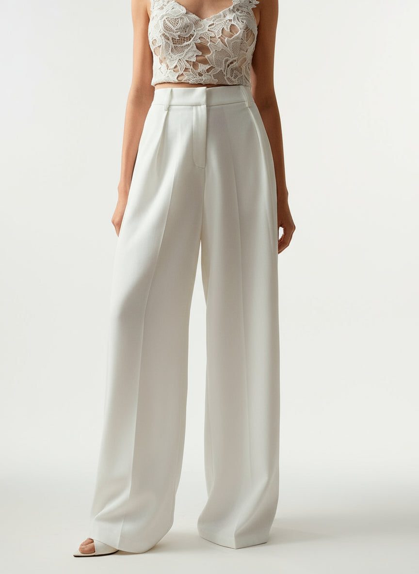 Comfortable women's high-waist wide-leg pants, versatile for daily fashion.