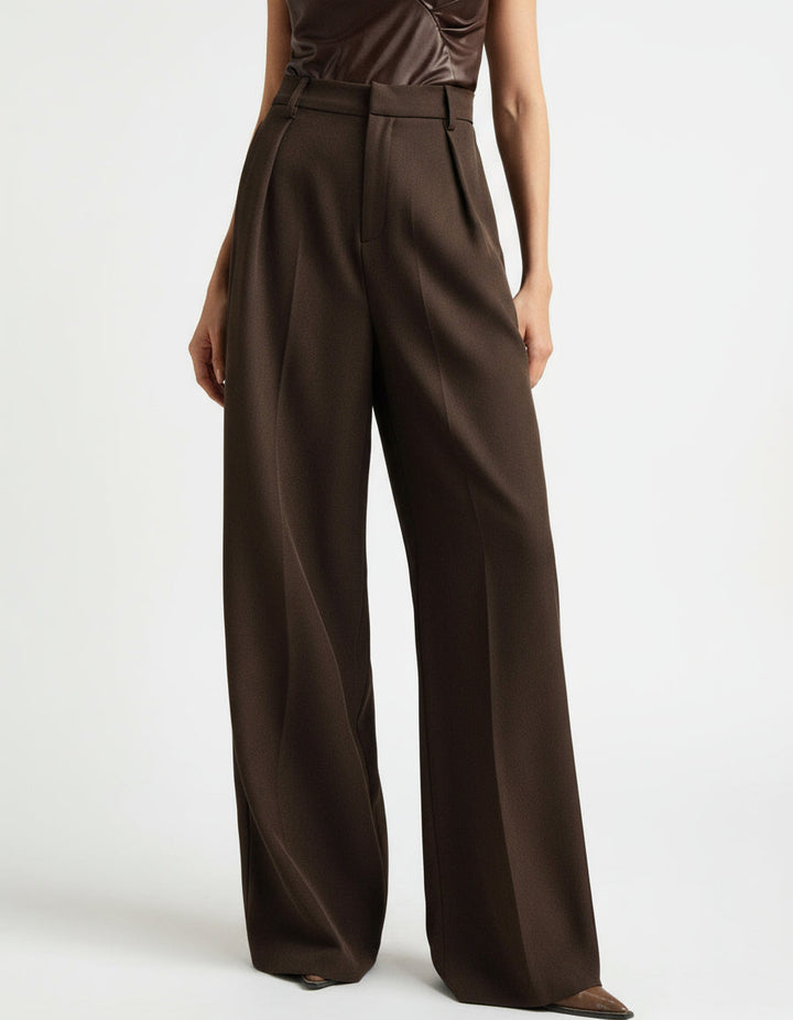 Chic and comfortable wide leg tailored trousers for the modern woman.