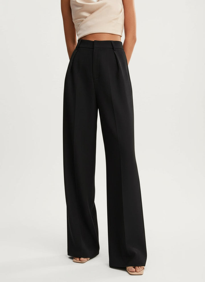 Women's smart casual trousers, high waist and flattering wide leg.