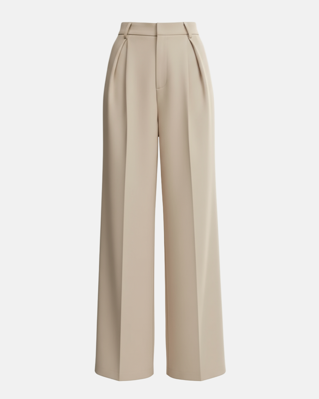 Modern tailored pants in a soft olive green, wide leg cut.