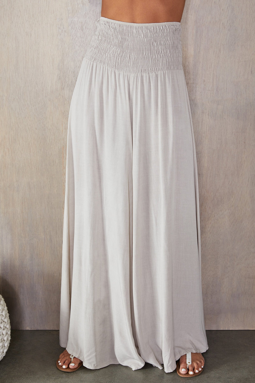 Women's high-waist wide leg viscose trousers, offering effortless style & comfort.