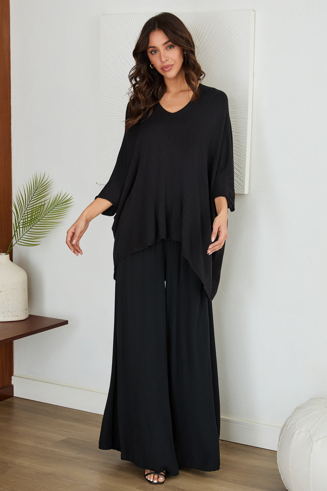 Effortless style: women's high-waist wide leg viscose trousers.