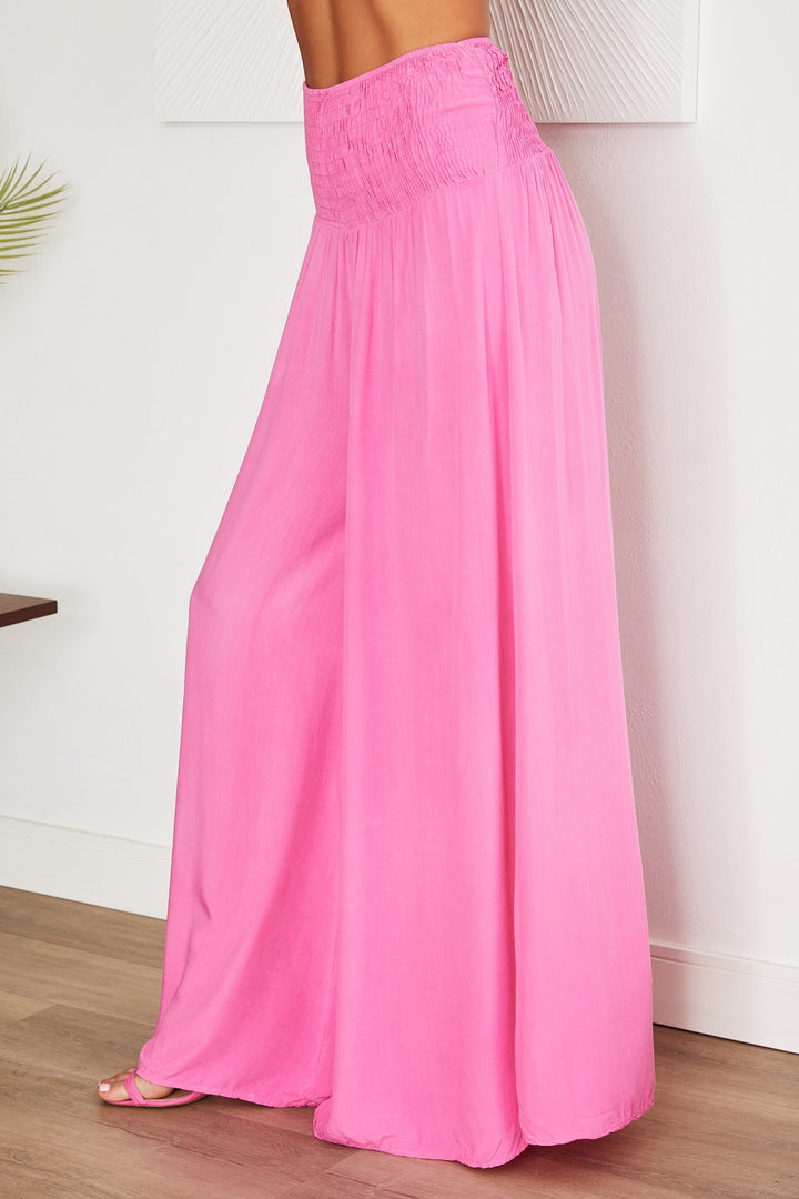Chic high-waist wide leg pull-on pants, viscose, for women's effortless style.