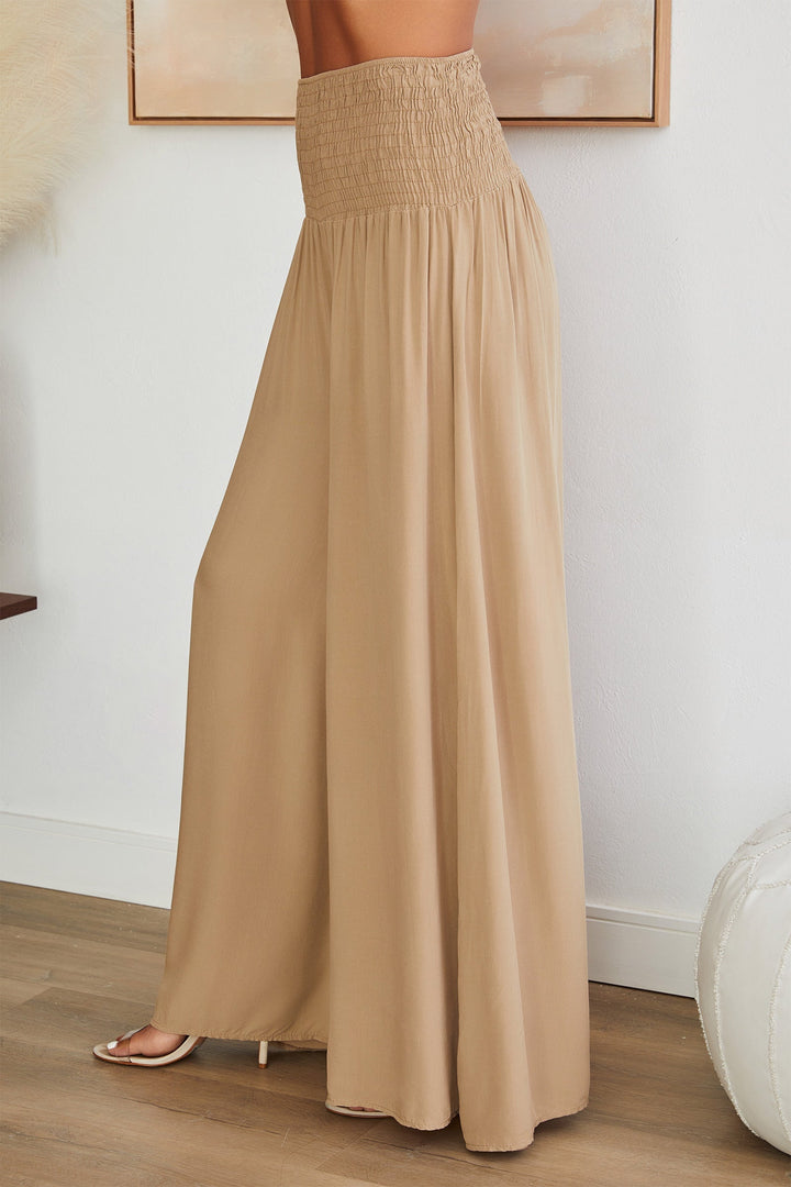 Effortless elegance: women's high-waist wide leg viscose trousers.