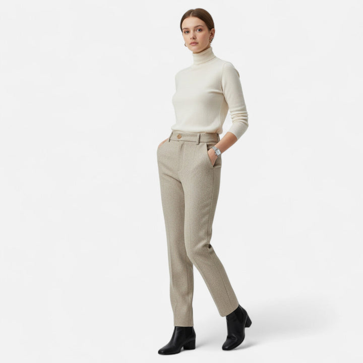 Elegant formal wear: tailored women's wool blend pencil pants with a sophisticated high waist.