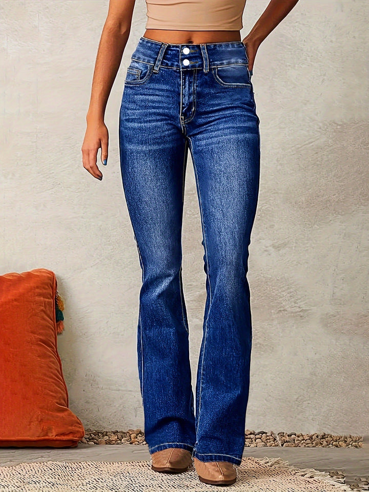 Versatile denim bootcut jeans for women's casual and chic outfits.