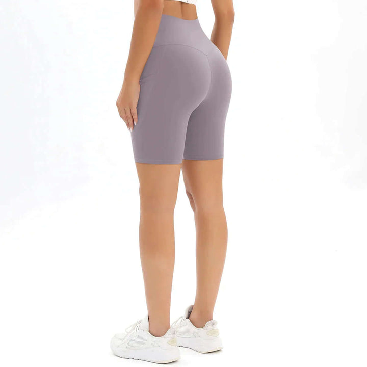 Soft & comfortable high-waisted women's running shorts with a pocket for all fitness activities.