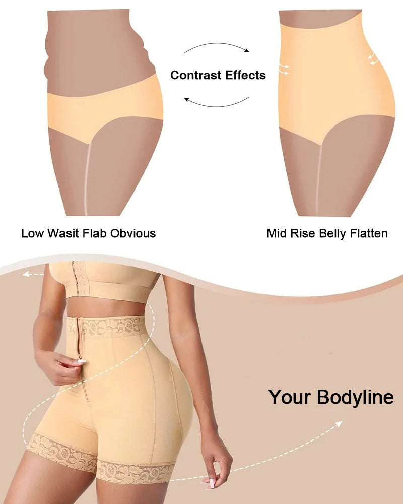 Sculpting high-waisted shapewear shorts for women, enhancing curves and providing discreet tummy control.