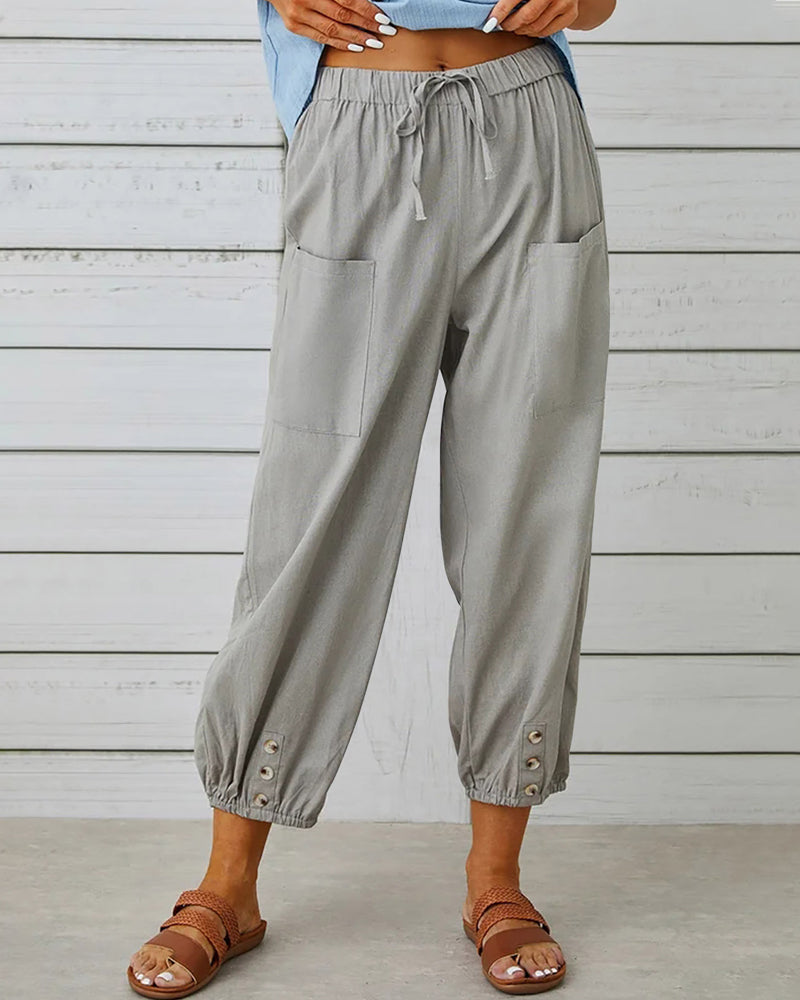 Model wearing comfortable & breathable ladies fashion trousers