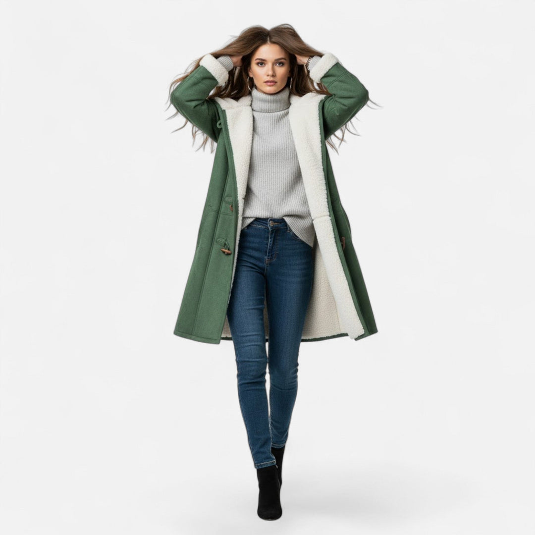Versatile women's hooded coat, suitable for casual outings and formal wear.