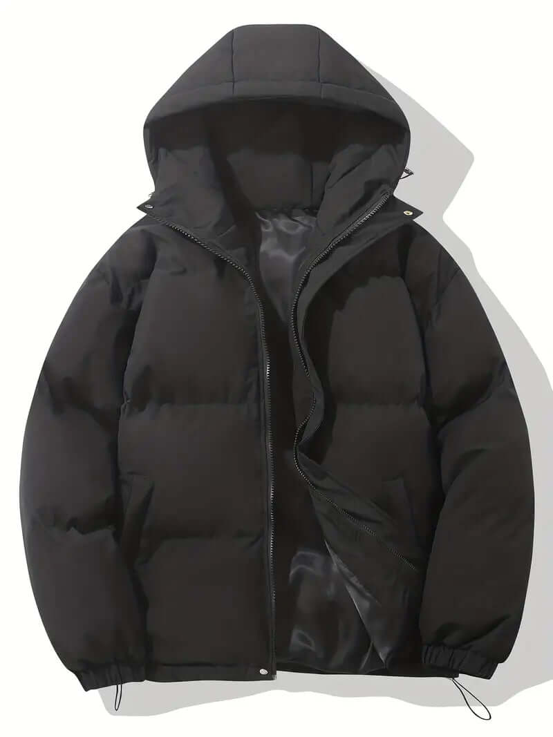 Women's puffer jacket with a detachable hood, versatile & weather-resistant.