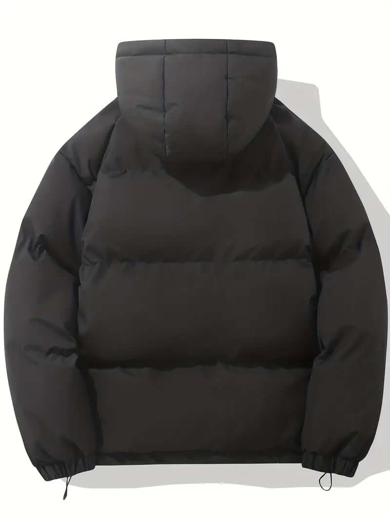 Cozy women's hooded puffer jacket, comfortable & warm winter outerwear.