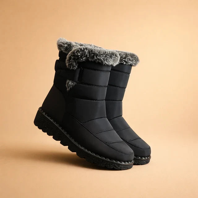 Comfortable women's gray insulated ankle boots, warm and grippy for ultimate winter protection.