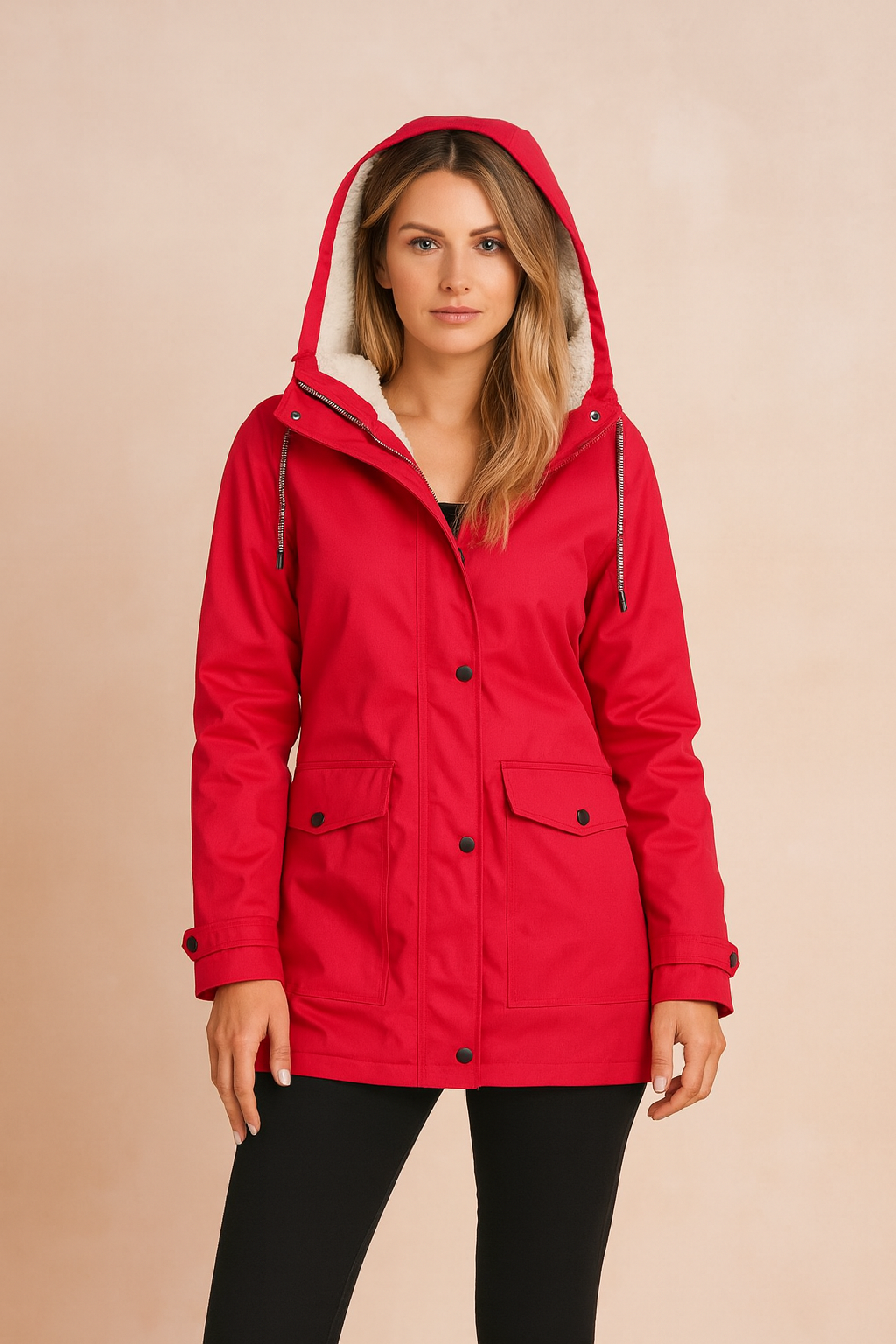 Plus size insulated parka for women, designed for comfort and style.